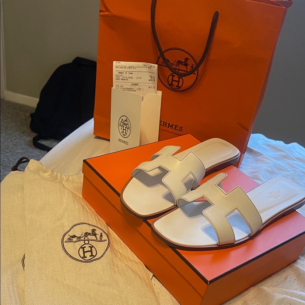 Hermes White Sandals